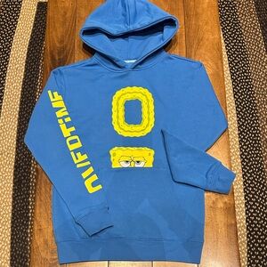 Blue Hoodie with Bold Yellow Overtime Graphic.  SpongeBob Size: Small.